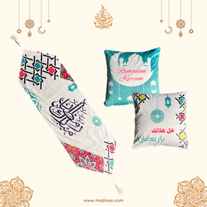 Open image in slideshow, Ramadan runner &amp; cushion set - Colorful
