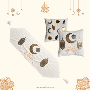 Open image in slideshow, Ramadan runner &amp; cushion set - Premium Handmade
